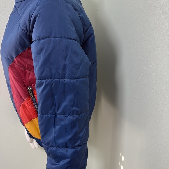 Puffer Jacket medium navy with rainbow side detail - Picture 5 of 9